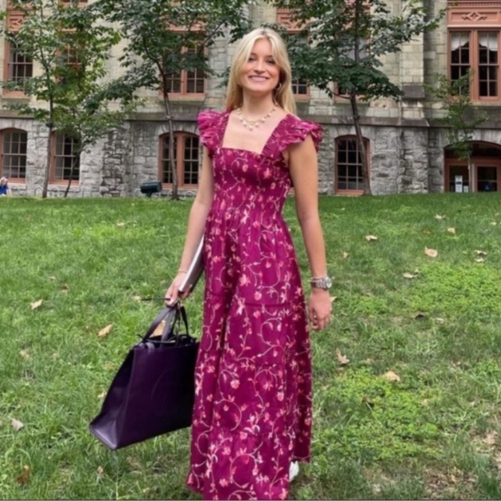 Hill House Pink Floral Midi Dress